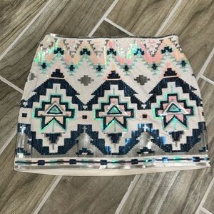 Express Small Sequin Aztec Skirt